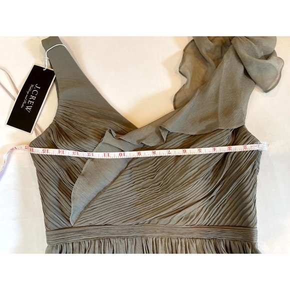 J. Crew Women 100% Silk Serena Mini Skater Dress Rufell Neck Backless Gray 6P - Picture 4 of 9